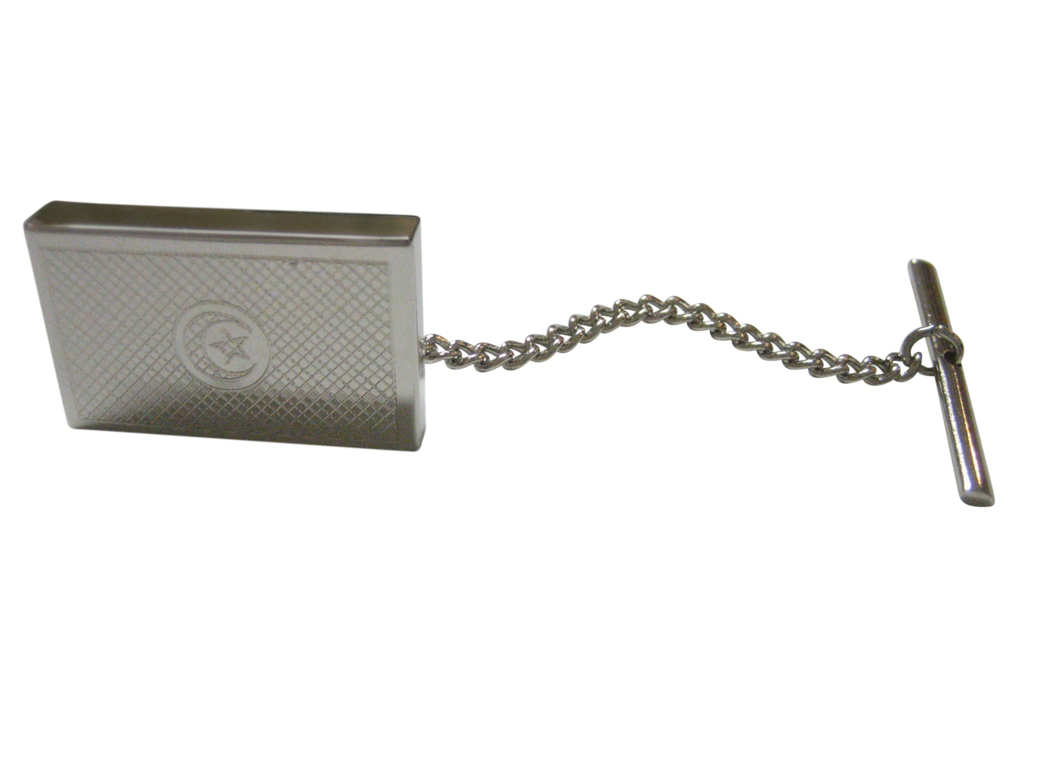Silver Toned Etched Tunisia Flag Tie Tack