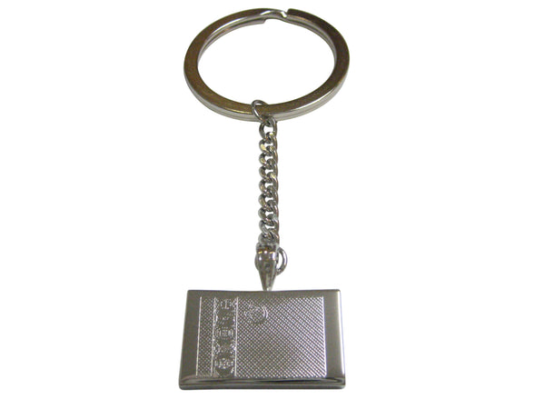 Silver Toned Etched Turkmenistan Flag Pendant Keychain