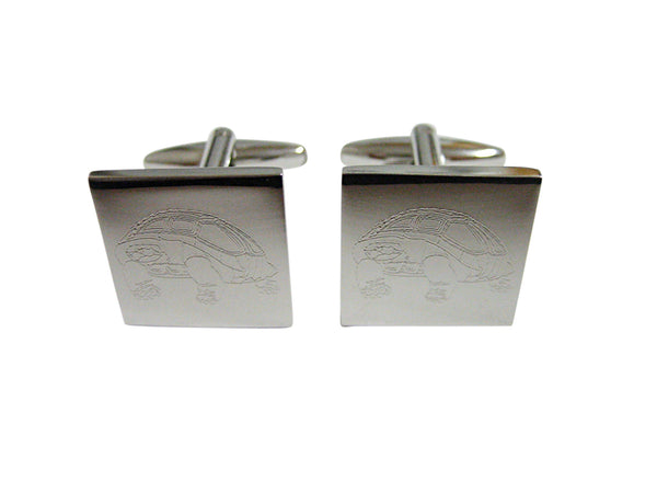 Silver Toned Etched Turtle Cufflinks