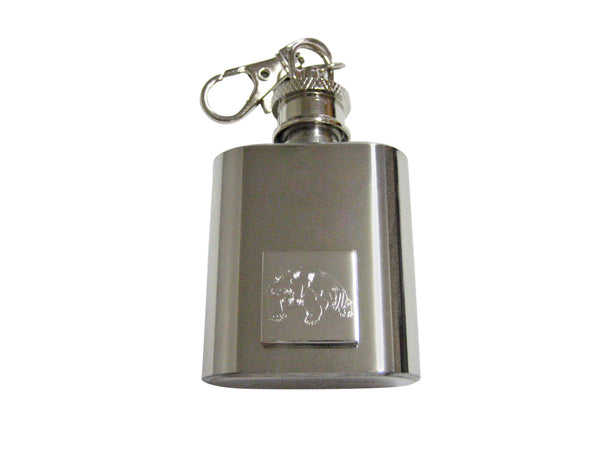 Silver Toned Etched Turtle 1 Oz. Stainless Steel Key Chain Flask
