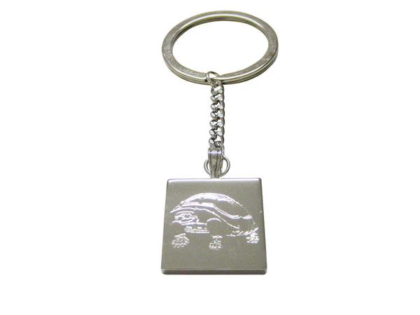 Silver Toned Etched Turtle Keychain