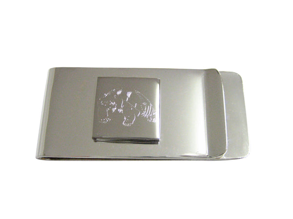 Silver Toned Etched Turtle Money Clip