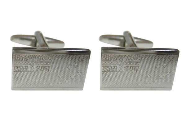 Silver Toned Etched Tuvalu Flag Cufflinks