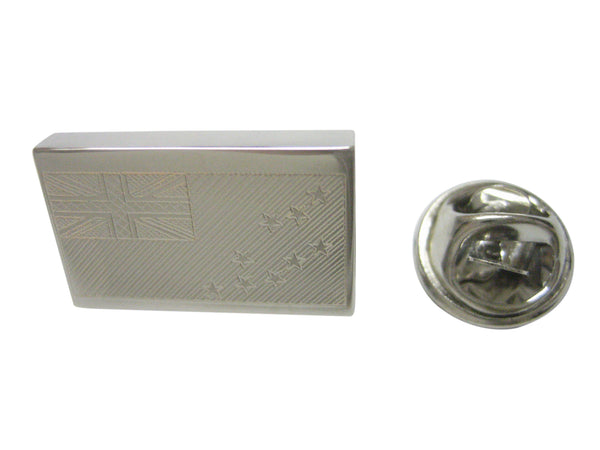 Silver Toned Etched Tuvalu Flag Lapel Pin