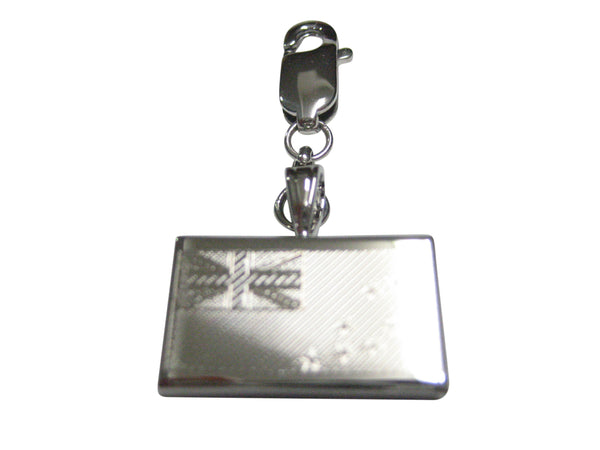 Silver Toned Etched Tuvalu Flag Pendant Zipper Pull Charm