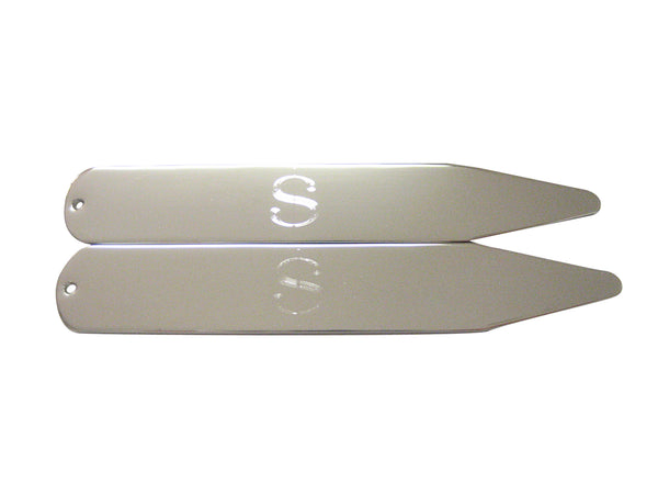 Silver Toned Etched U.S. Dollar Sign Collar Stays