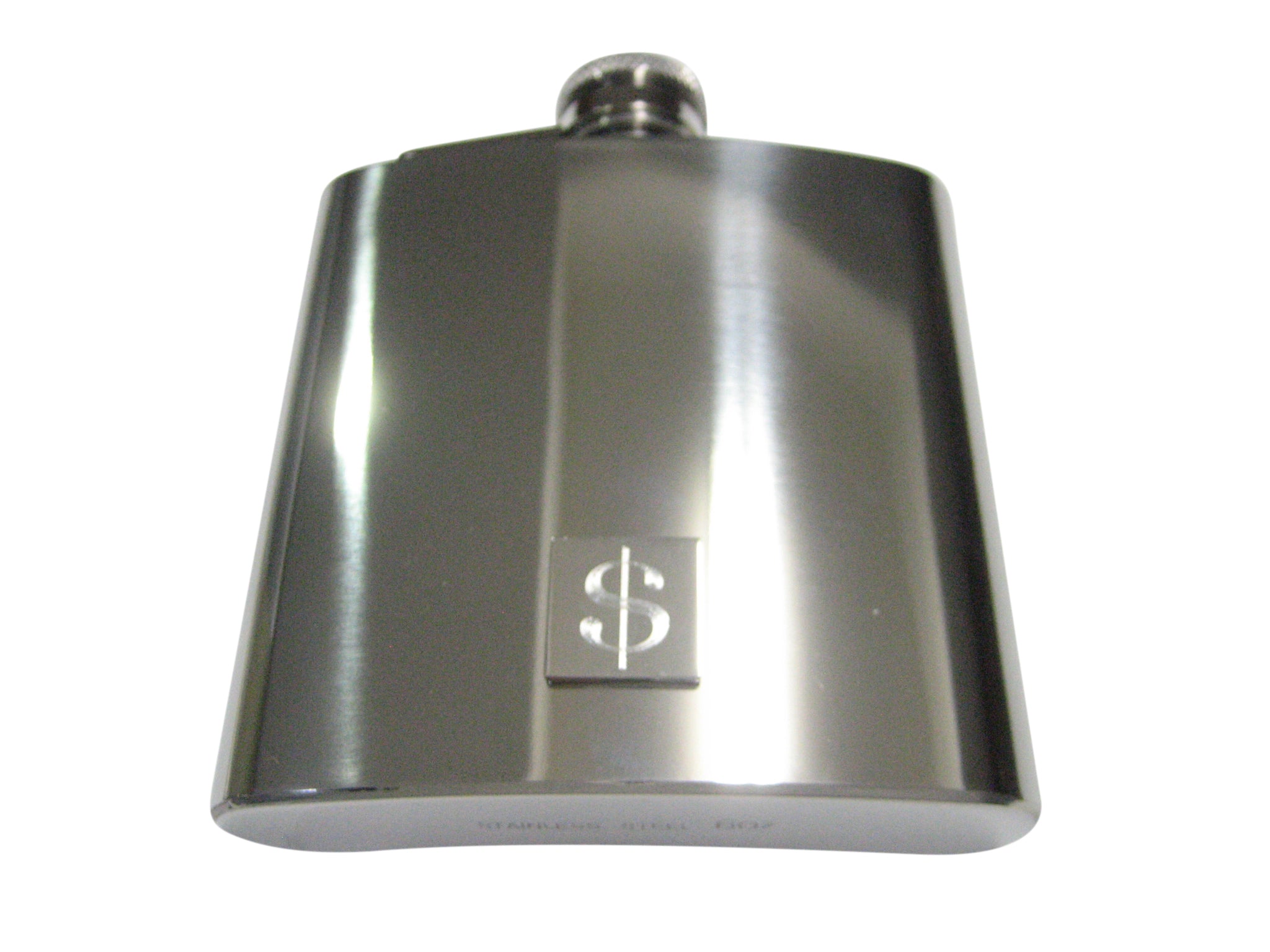 Silver Toned Etched U.S. Dollar Sign Pendant 6oz Flask
