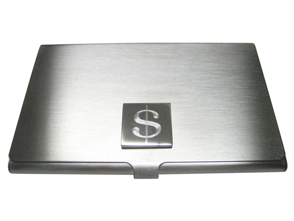 Silver Toned Etched U.S. Dollar Sign Pendant Business Card Holder