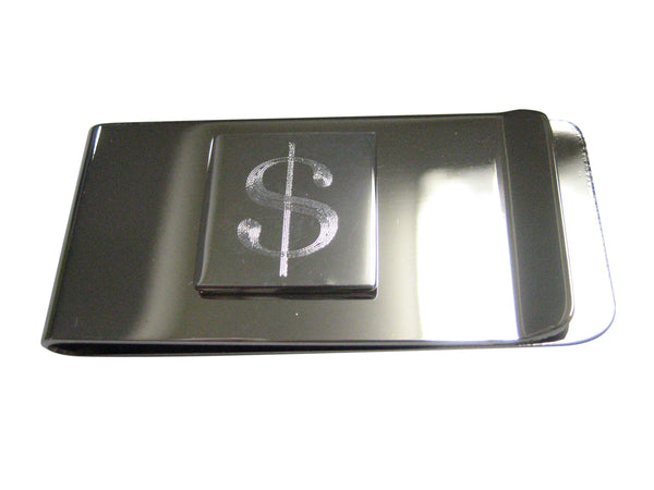 Silver Toned Etched U.S. Dollar Sign Pendant Money Clip