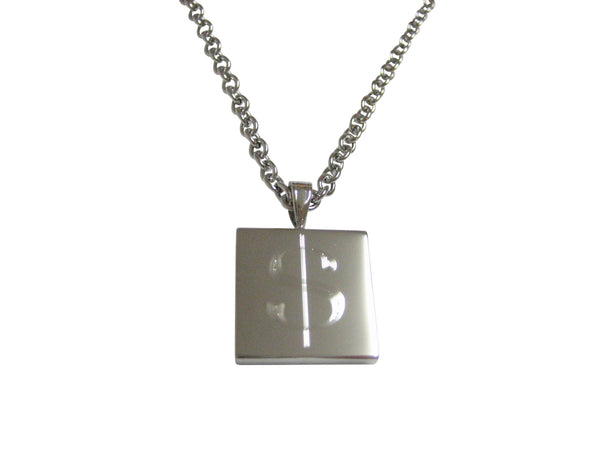 Silver Toned Etched U.S. Dollar Sign Pendant Necklace