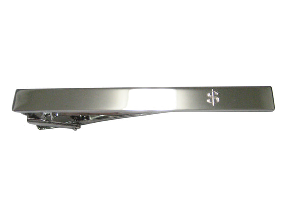 Silver Toned Etched U.S. Dollar Sign Tie Clip