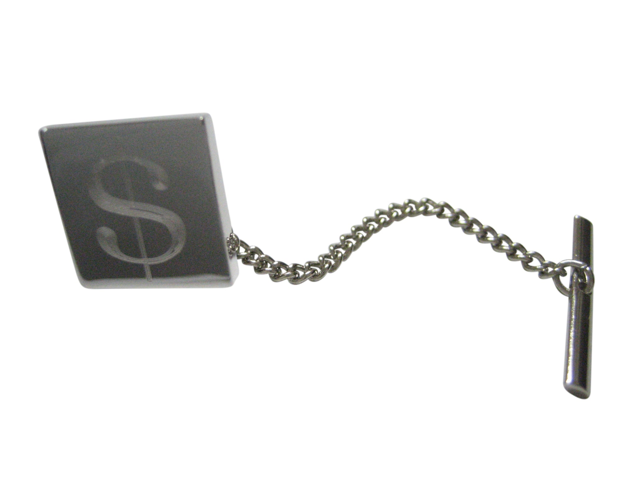 Silver Toned Etched U.S. Dollar Sign Tie Tack