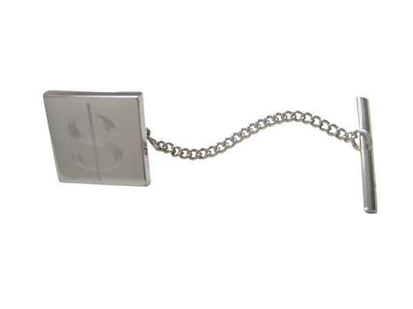 Silver Toned Etched U.S. Dollar Sign Tie Tack