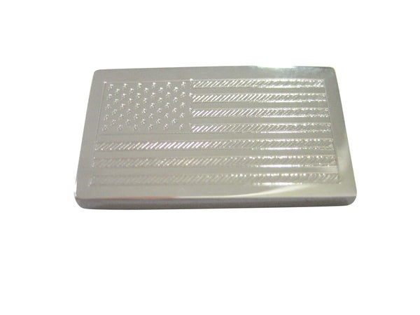 Silver Toned Etched USA American Flag Magnet