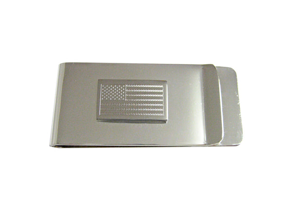 Silver Toned Etched USA American Flag Money Clip