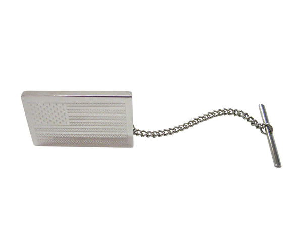 Silver Toned Etched USA American Flag Tie Tack