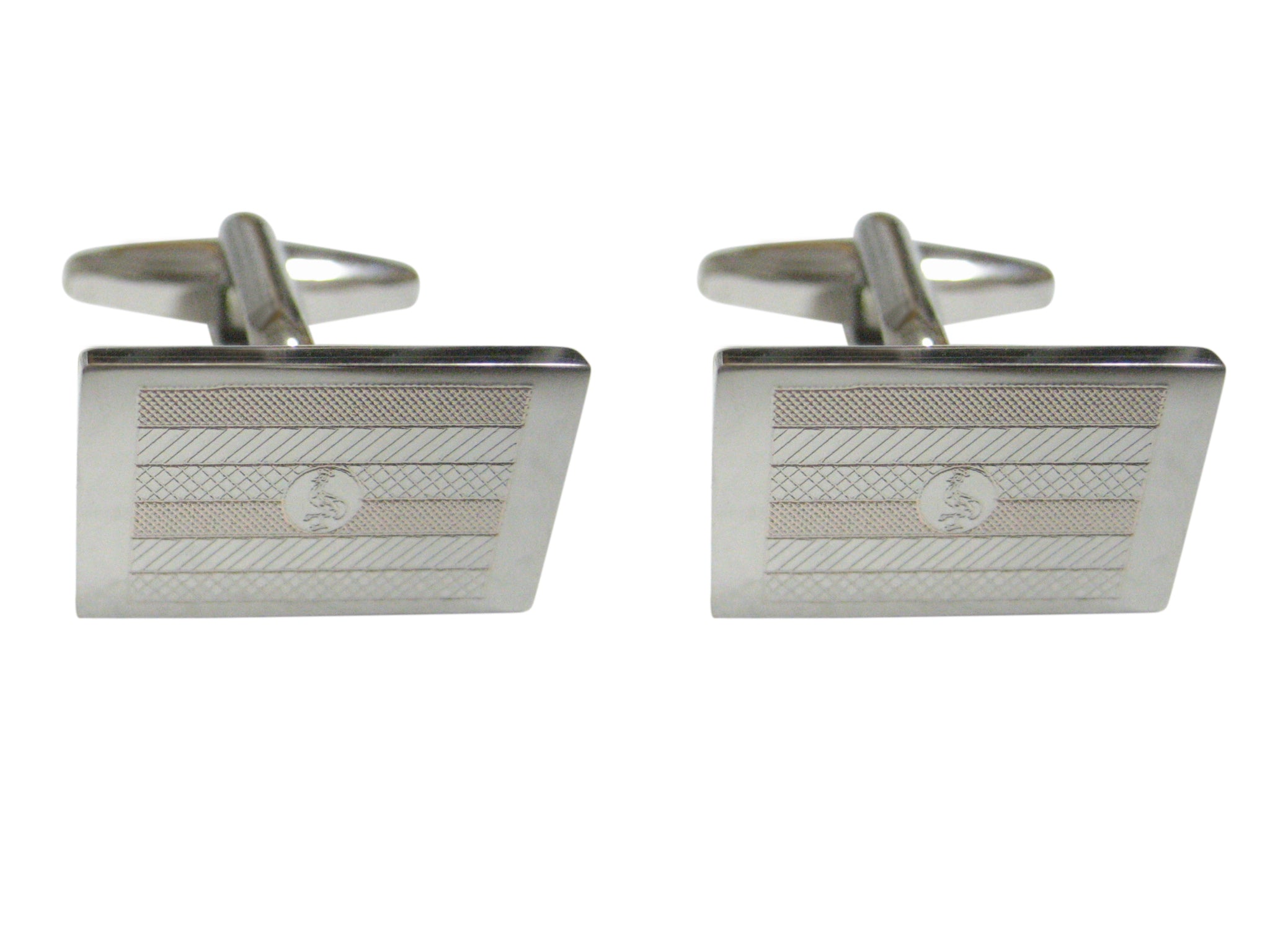 Silver Toned Etched Uganda Flag Cufflinks