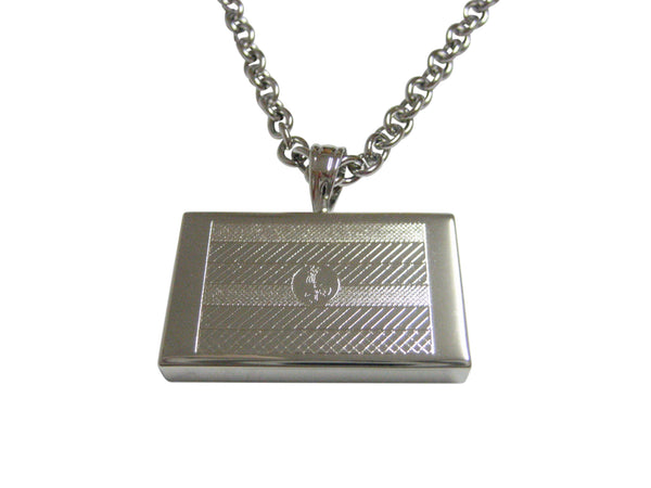 Silver Toned Etched Uganda Flag Pendant Necklace