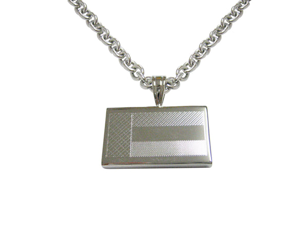 Silver Toned Etched United Arab Emirates UAE Flag Pendant Necklace