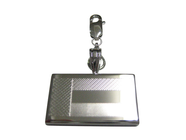 Silver Toned Etched United Arab Emirates UAE Flag Pendant Zipper Pull Charm