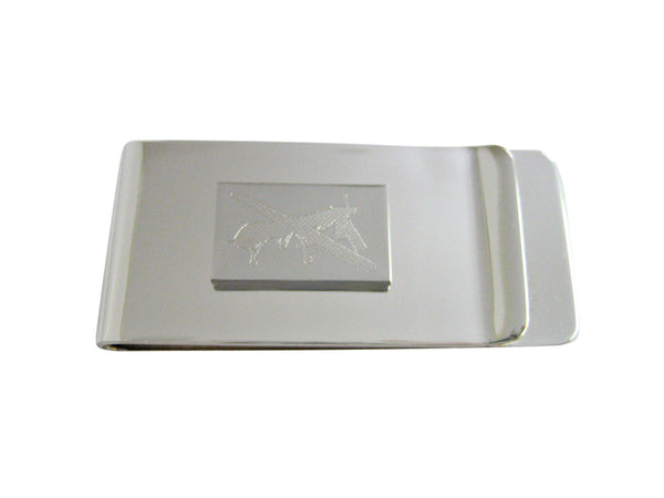 Silver Toned Etched Unmanned Aerial Vehicle UAV Drone Money Clip