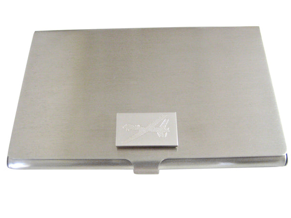 Silver Toned Etched Unmanned Aerial Vehicle UAV Drone Business Card Holder