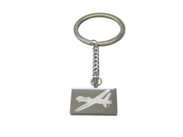 Silver Toned Etched Unmanned Aerial Vehicle UAV Drone V2 Keychain
