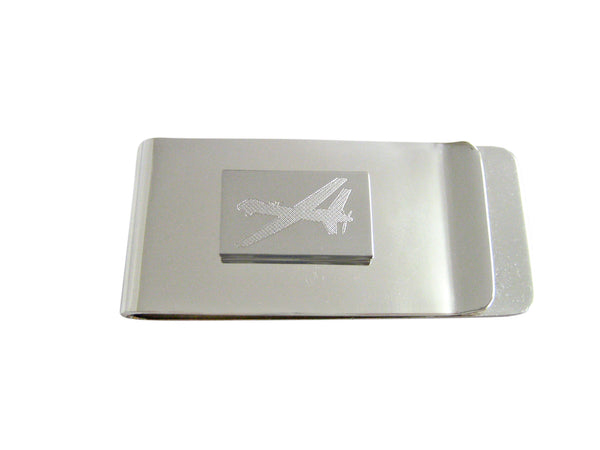 Silver Toned Etched Unmanned Aerial Vehicle UAV Drone V2 Money Clip
