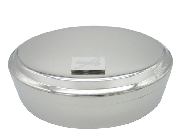 Silver Toned Etched Unmanned Aerial Vehicle UAV Drone V2 Pendant Oval Trinket Jewelry Box