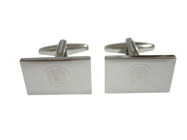 Silver Toned Etched Utah State Flag Cufflinks