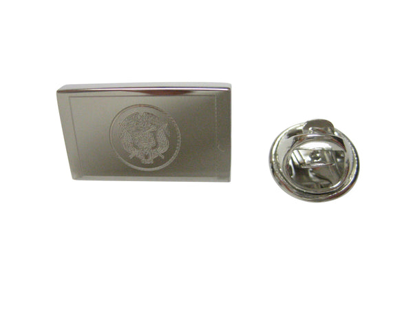 Silver Toned Etched Utah State Flag Lapel Pin