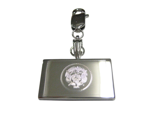Silver Toned Etched Utah State Flag Pendant Zipper Pull Charm