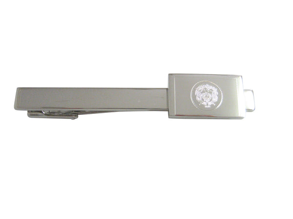 Silver Toned Etched Utah State Flag Square Tie Clip