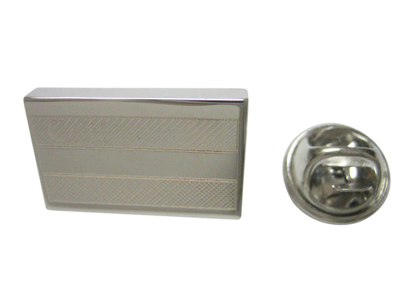 Silver Toned Etched Uzbekistan Flag Lapel Pin