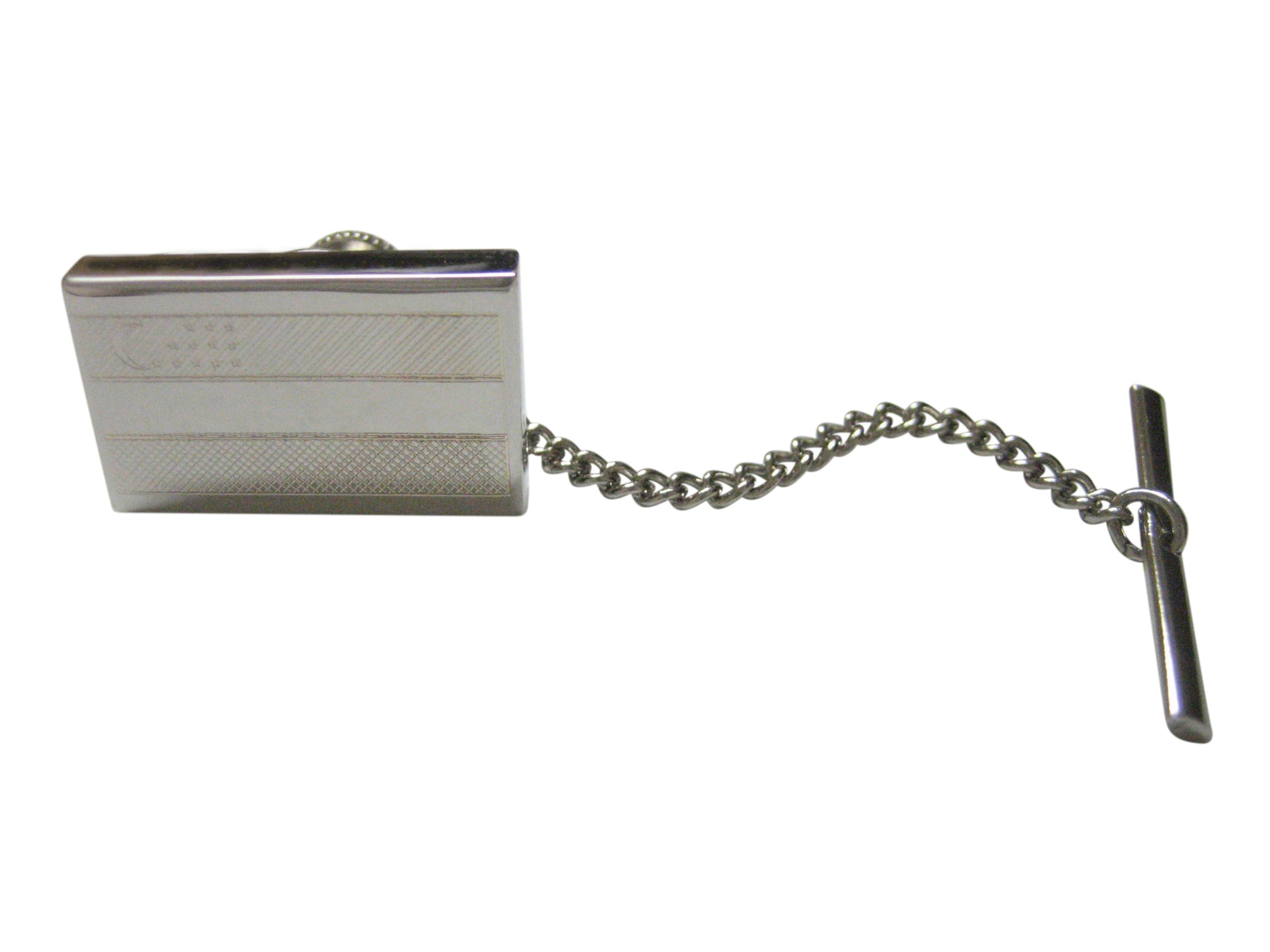 Silver Toned Etched Uzbekistan Flag Tie Tack