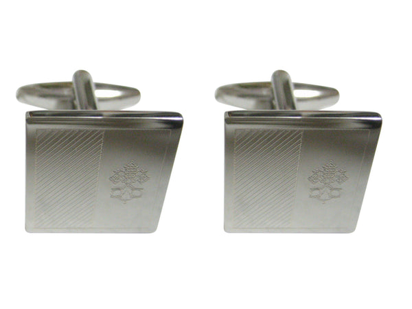 Silver Toned Etched Vatican City Flag Cufflinks