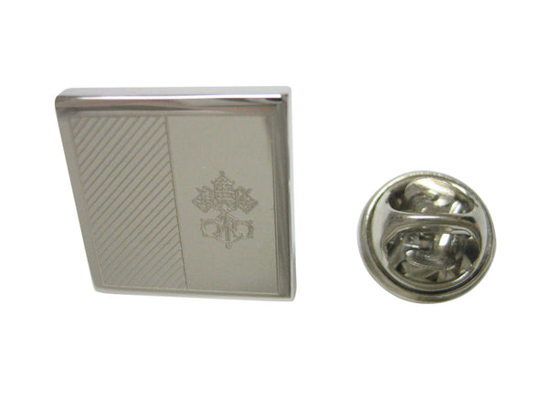 Silver Toned Etched Vatican City Flag Lapel Pin
