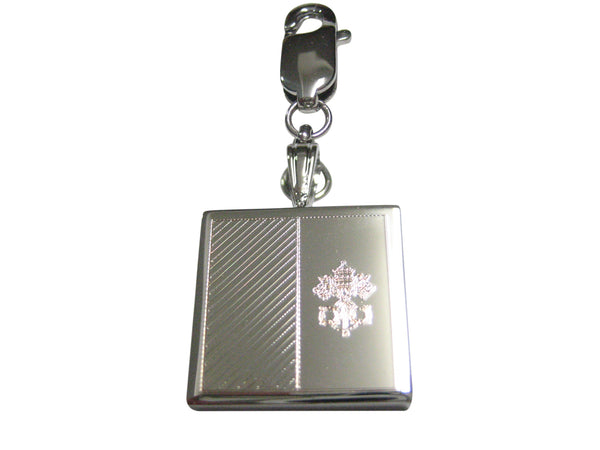 Silver Toned Etched Vatican City Flag Pendant Zipper Pull Charm