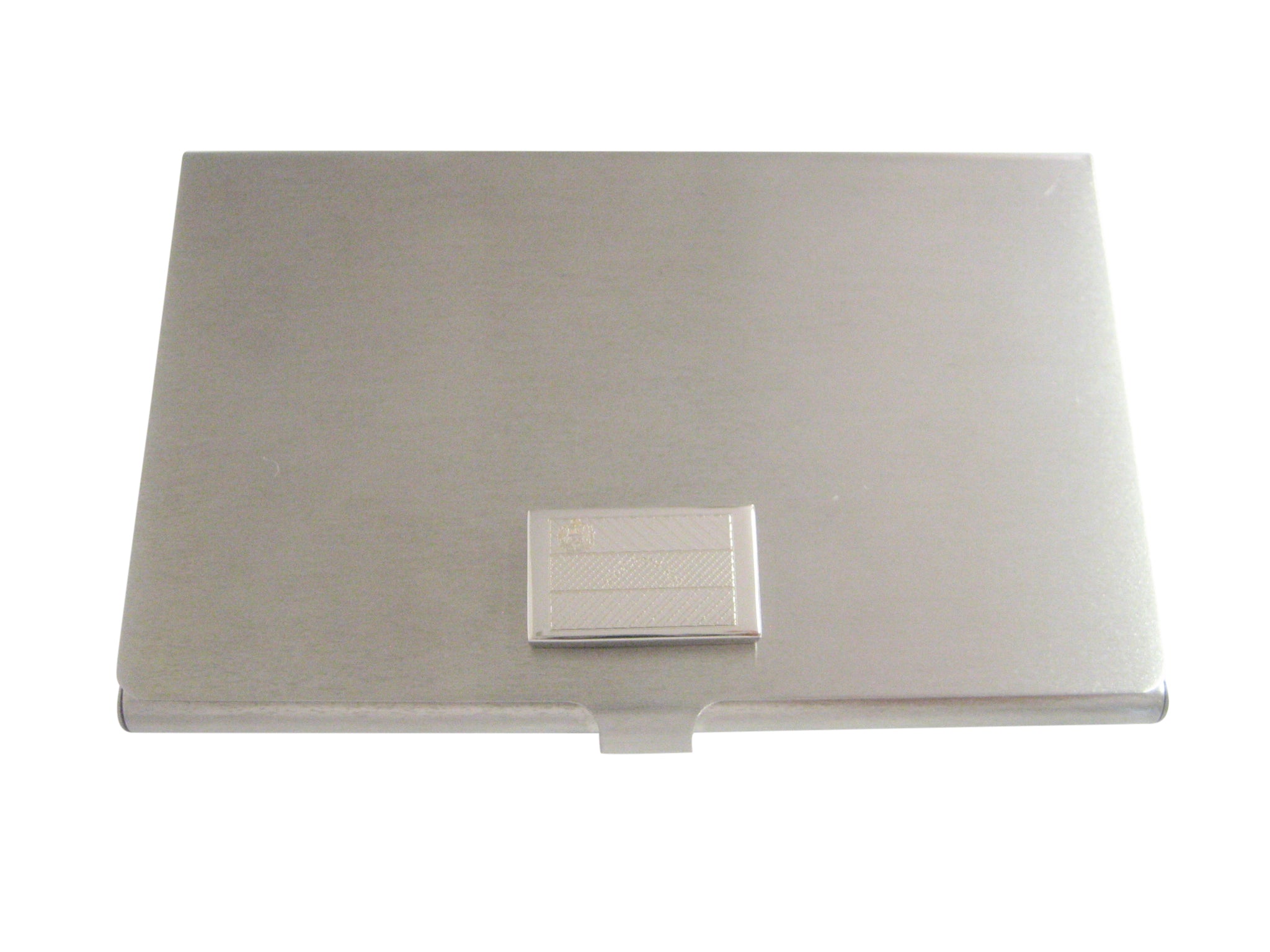 Silver Toned Etched Venezuela Flag Business Card Holder