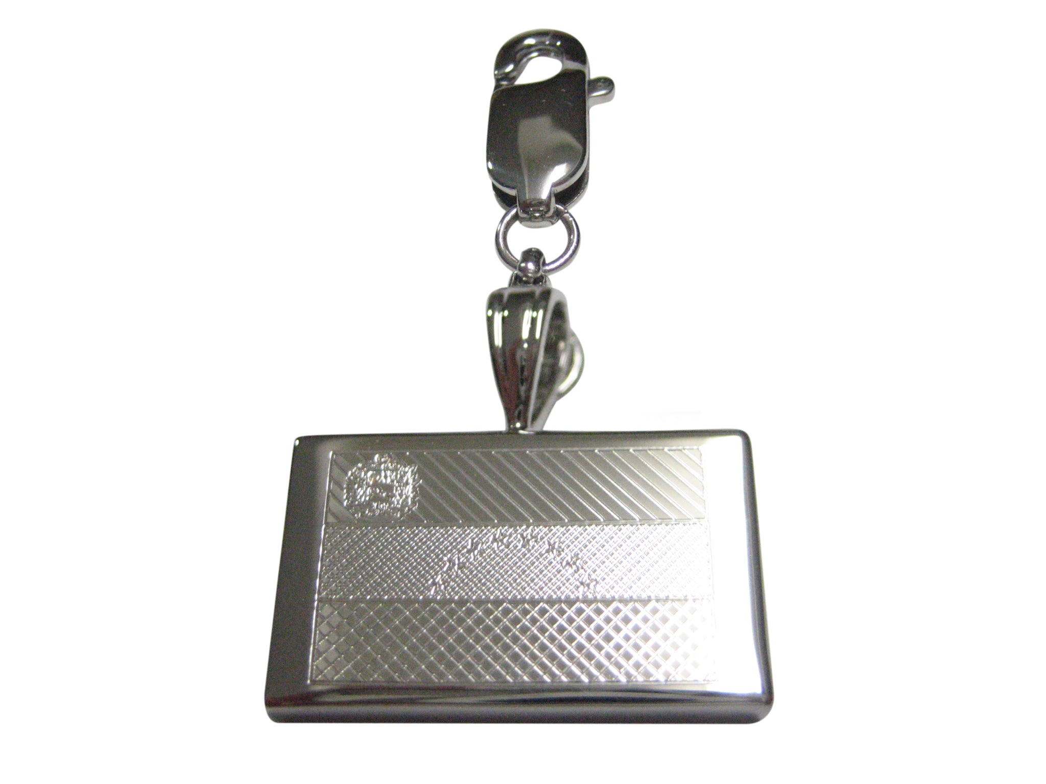 Silver Toned Etched Venezuela Flag Pendant Zipper Pull Charm