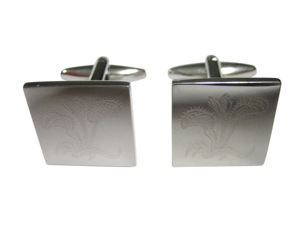 Silver Toned Etched Venus Fly Trap Carnivorous Plant Cufflinks