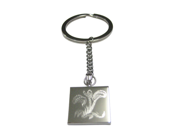 Silver Toned Etched Venus Fly Trap Carnivorous Plant Pendant Keychain