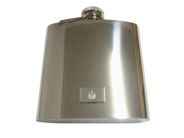 Silver Toned Etched Vermont State Flag Pendant 6 Oz. Stainless Steel Flask
