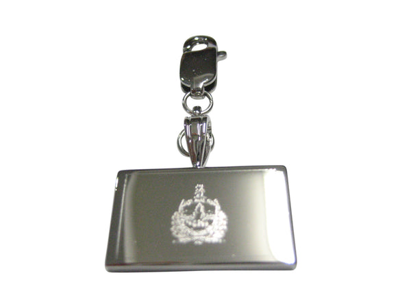 Silver Toned Etched Vermont State Flag Pendant Zipper Pull Charm