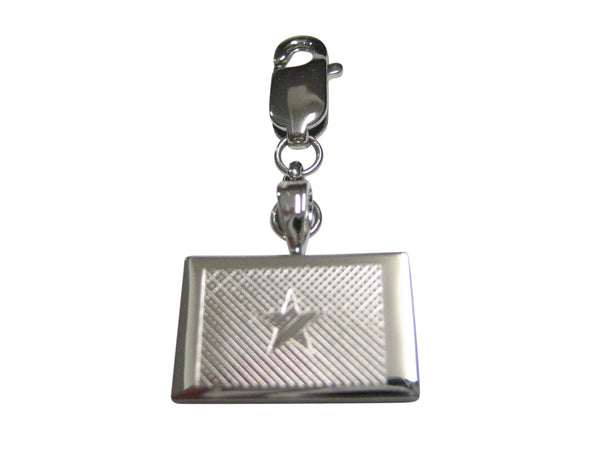 Silver Toned Etched Vietnam Flag Pendant Zipper Pull Charm