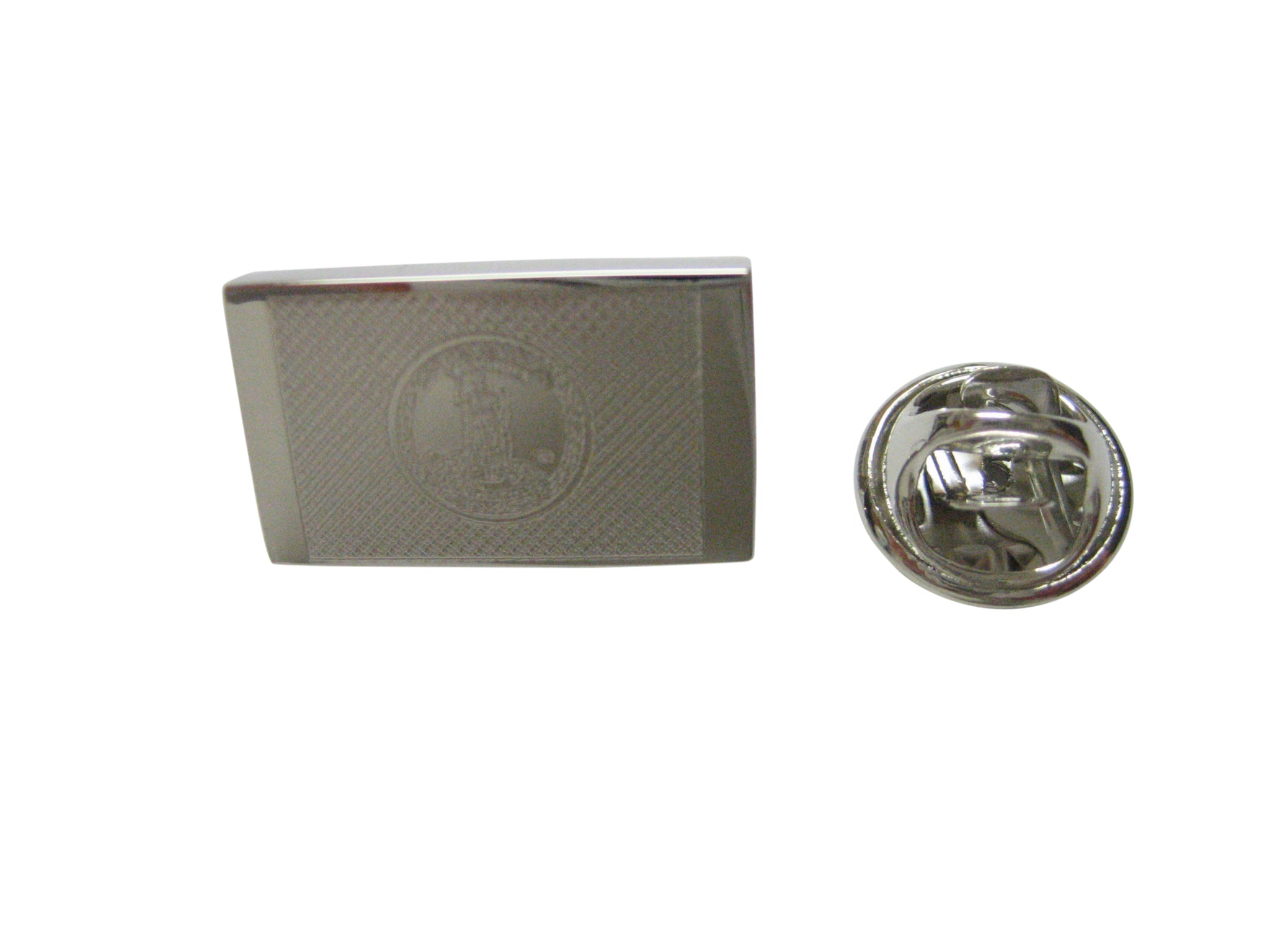 Silver Toned Etched Virginia State Flag Lapel Pin
