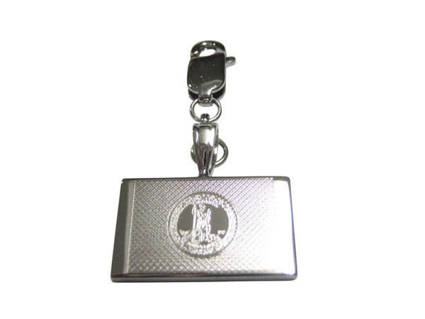 Silver Toned Etched Virginia State Flag Pendant Zipper Pull Charm