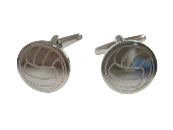 Silver Toned Etched Volleyball Cufflinks
