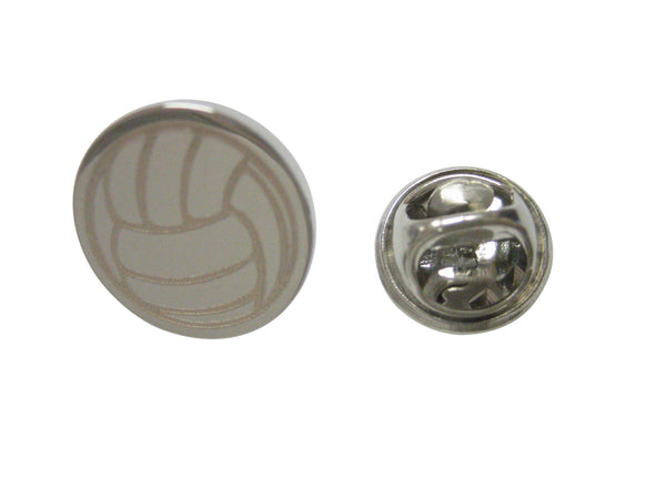 Silver Toned Etched Volleyball Lapel Pin