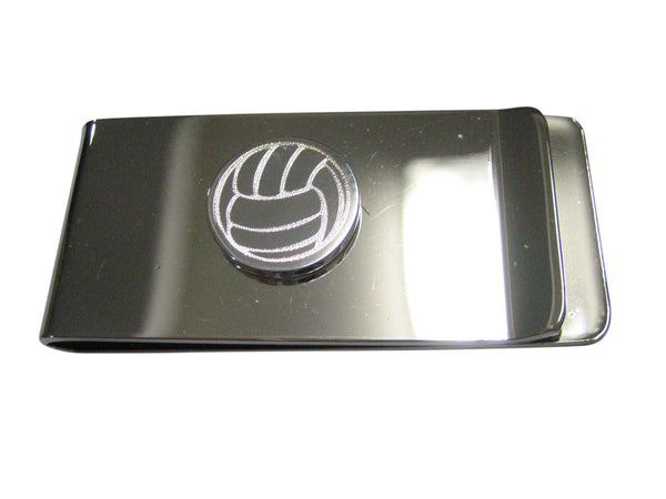 Silver Toned Etched Volleyball Money Clip